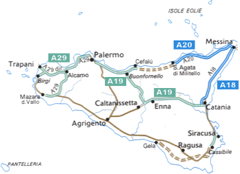 Карта главных дорог на Сицилии
