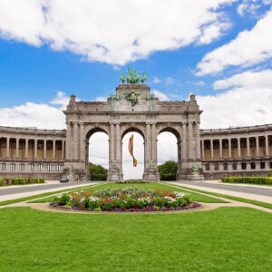 The Triumphal Arch in Cinquantenaire Parc in Brussels, Belgium w