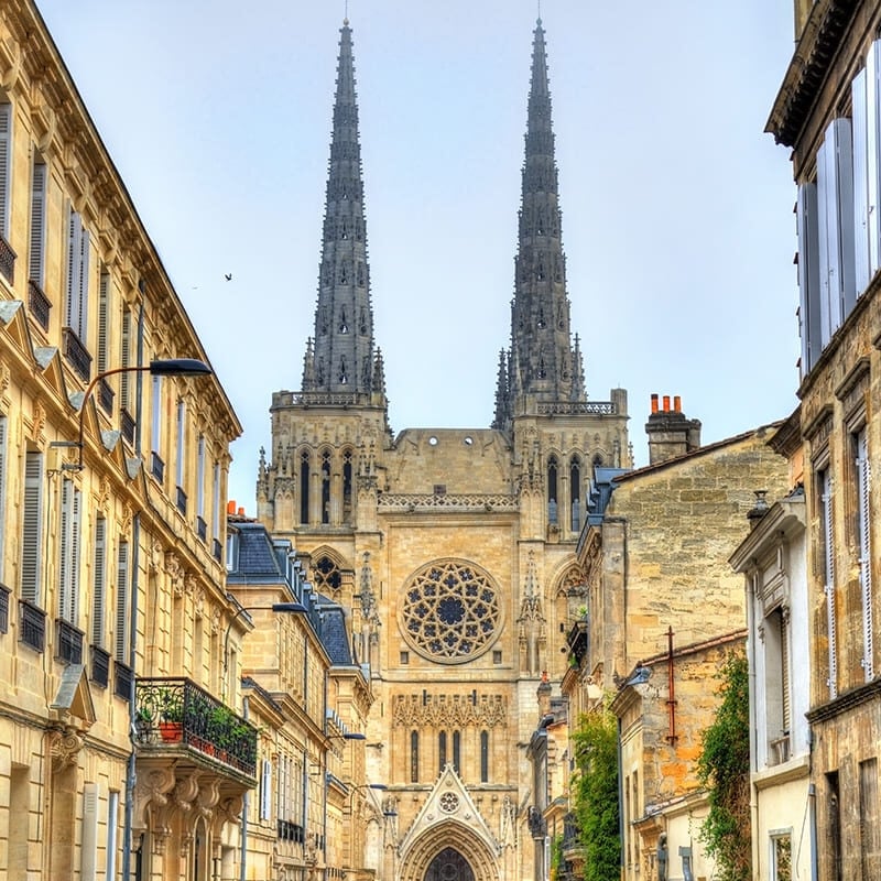 View of St. Andrea Cathedral in Bordeaux